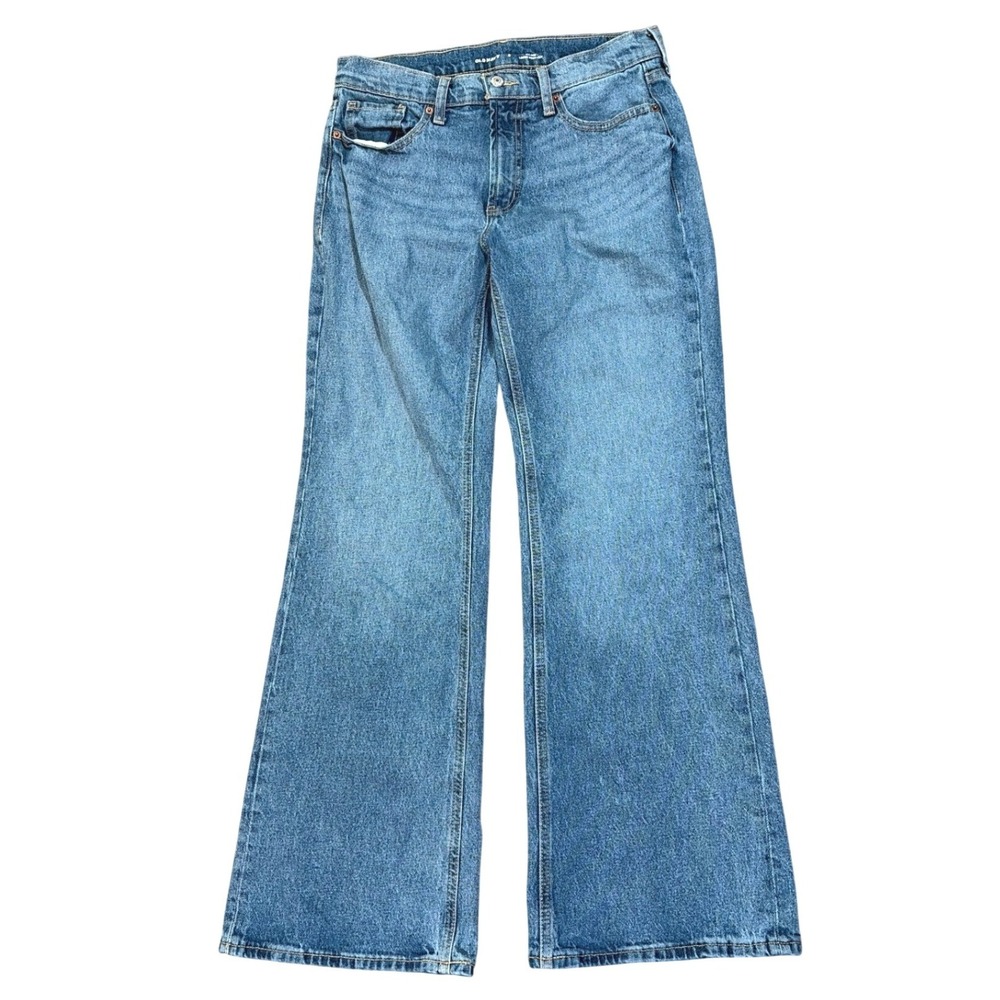 Old Navy Women Mid-Rise Bootcut Jeans Loose Fit Medium Wash Blue Size 8